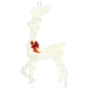 CostwayCerf de Noël Pré-éclairé de 1,5 M Cerf Mâle 3D Lumineux Debout ... pas cher