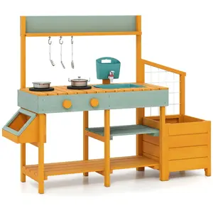 CostwayCuisine d'Extérieur en Bois pour Enfant avec Bac à Plantes Évie... pas cher
