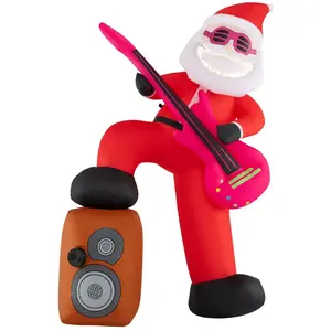 CostwayPère Noël Gonflable de Noël Père Noël Animé Pré-éclairé Jouant ... pas cher