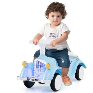 CostwayVoiture Porteur Enfant avec Volant Klaxon Phares à LED sous le ... pas cher