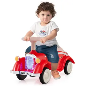 CostwayVoiture Porteur Enfant avec Volant Klaxon Phares à LED sous le ... pas cher
