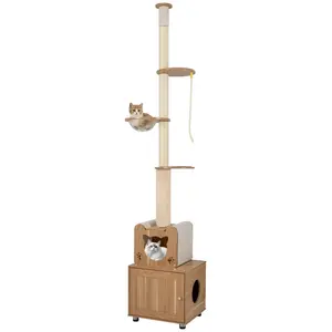 CostwayArbre à Chat du Sol au Plafond Tour d'Escalade Ajustable en Hau... pas cher