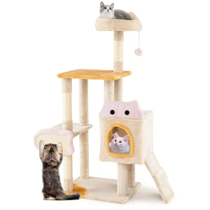 CostwayArbre à Chat Intérieur Tour à Chat avec Perchoir en Peluche Con... pas cher