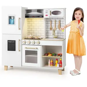 CostwayCuisine pour Enfants en Bois avec Machine à Glaçons Hotte Table... pas cher