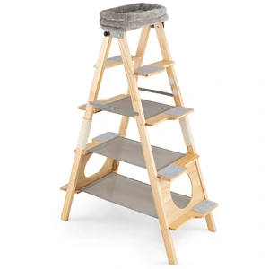 CostwayArbre à Chat en Bois Meuble Pliable avec Échelle Tour Haute en ... pas cher