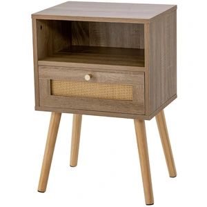 CostwayTable de Chevet en Rotin Petite Table d'Appoint avec Tiroir Tab... pas cher