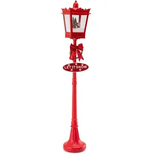 CostwayLanterne de Noël Musicale Lampadaire avec LED Blanc Chaud Effet... pas cher