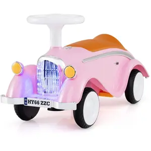 CostwayVoiture Porteur Enfant avec Volant Klaxon Phares à LED sous le ... pas cher