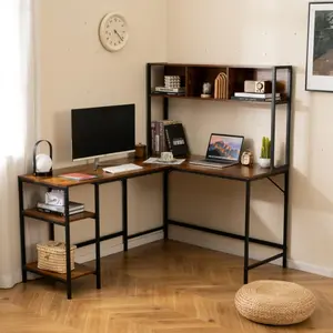 CostwayBureau en L avec Rangement Table d'Angle pour Ordinateur avec É... pas cher