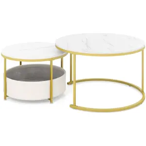 CostwayLot de 2 Tables Basses Rondes Table Cocktail Circulaire de 80 c... pas cher
