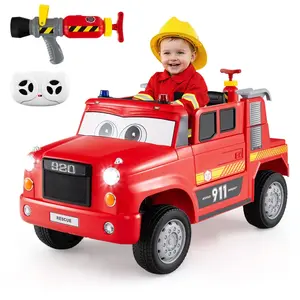 CostwayCamion de Pompiers Électrique pour Enfants Voiture de Pompier 1... pas cher