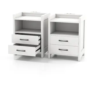 CostwayTable de Chevet avec Éclairage LED et Prises Électriques Table ... pas cher