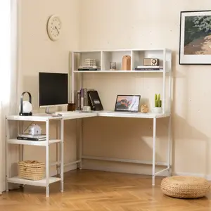CostwayBureau en L avec Rangement Table d'Angle pour Ordinateur avec É... pas cher