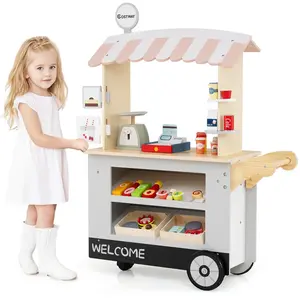 CostwayEpicerie Enfant en Bois avec 30 PCS Accessoires Marchande avec ... pas cher