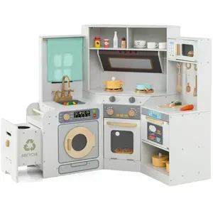 CostwayCuisine d'Angle avec Lumières et Sons Cuisine en Bois Interacti... pas cher