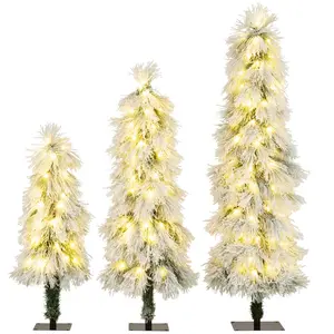 CostwayLot de 3 Sapins de Noël Artificiels (90/120/150 cm) avec Lumièr...