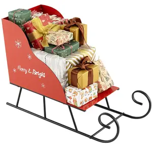 CostwayPanier Traîneau de Noël en Métal Traîneau de Rangement pour Cad... pas cher