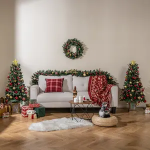 CostwayLot de 2 Arbres d'Entrée avec Guirlande et Couronne Ensemble de... pas cher