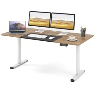 CostwayBureau Debout Électrique 140x70cm Bureau Réglable en Hauteur Bu... pas cher