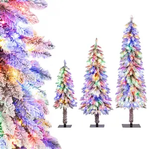 CostwayLot de 3 Arbres de Noël Pré-Éclairés de 90/120/150cm avec 115+2... pas cher