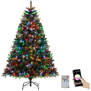 CostwayArbre de Noël Artificiel Pré-éclairé avec Télécommande Lumières... pas cher