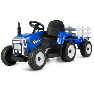 CostwayTracteur Electrique avec Remorque pour Enfants 3 Vitesses Lumiè... pas cher