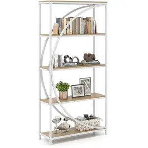 CostwayBibliothèque 5 Niveaux avec Rayonnages Ouverts Étagère Haute Au... pas cher