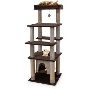 CostwayGrand Arbre à Chat Multi-niveaux Tour pour Chat 148 cm avec Con... pas cher