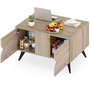 CostwayTable Basse avec Rangement Table d'Appoint Style Ferme avec Com... pas cher