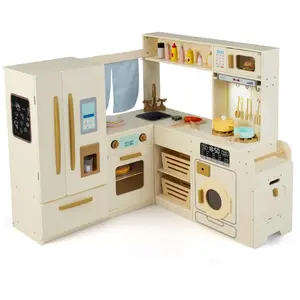 CostwayCuisine d'Angle avec Lumières&Sons Cuisine de Jeu en Bois avec ... pas cher