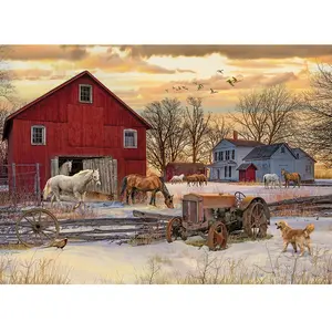 COBBLE HILL Puzzle L'hiver à la ferme 1000 pièces pas cher