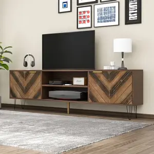 NECHE Yoleo - Meuble tv avec 2 Portes en bois massif + 4 compartiments... pas cher