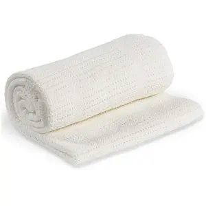 Couverture Tricot De Coton - Lulujo - Blanc - 100 X 80 Cm - Pour Bébé Blanc pas cher