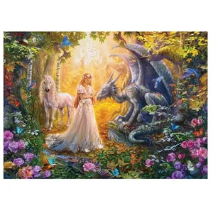 EuroGraphics- Dragon,Unicorn Puzzles, EG65005458, Multicolore pas cher