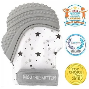 Mouthie Mitten Moufle mitaine de dentition en silicone Peut être utilisé jusqu'à l'âge de 12 mois, Gris pas cher