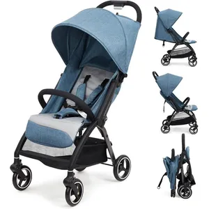 BALOVEBY Poussette Canne, Poussette Compacte Ultra Légère, Poussette Bébé Pour Nouveau-né Jusqu’à 22 kg, Pliable, Dossier Réglable - Bleu