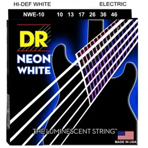 DR NWE-10 - Hi-Def Neon - White, jeu guitare électrique, Medium 10-46 pas cher