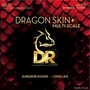 Comparateur de prix : Dr Strings 45-125, Multi-Scale Dragon Skin+ Coated 5-String Light Tapered