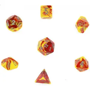Chessex Gemini Red-Yellow/silver Polydice Dobbelsteen Set (7 stuks) pas cher
