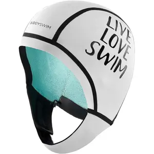 Bonnet de bain Buddyswim Néoprène Trilaminate Warmth 2.5 mm blanc noir - SVendu parswiminn