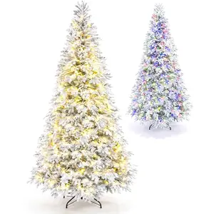 Costway180 CM Sapin de Noël Artificiel PE Floqué Pré-Illuminé 210 LED ... pas cher