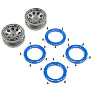 FR/RR Wheel with Beadlock, Gray/Blue: Temper G2 ECX - Electrix RC