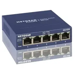 Comparateur de prix : NETGEAR GS105 Non-géré Gigabit Ethernet (10/100/1000) Bleu