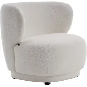 HOMIFAB Fauteuil en tissu bouclette écru - Ester pas cher