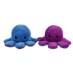 Animal en peluche de Poulpe Flip Double Face 16cm-Bleu et violet pas cher