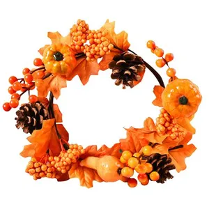 Guirlande Artificielle Feuille D'Erable Baie Décoration De Noel Orange... pas cher