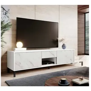 Bb-loisir - Meuble tv 195x48x40 cm effet Marbre blanc mamor meuble Hi-... pas cher