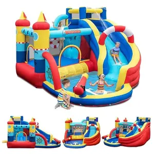 Aire de Jeux Gonflable - GOPLUS - Toboggan Aquatique/Canon à Eau/Mur d...Vendu parcdiscount