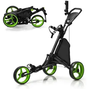 Comparateur de prix : COSTWAY Chariot de Golf Pliable à 4 Roues Sangle Elastique,Porte-paras...