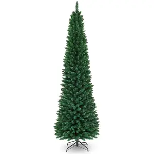 COSTWAY Sapin de Noël Artificiel 240 cm 1000 Branches Support en Métal... pas cher